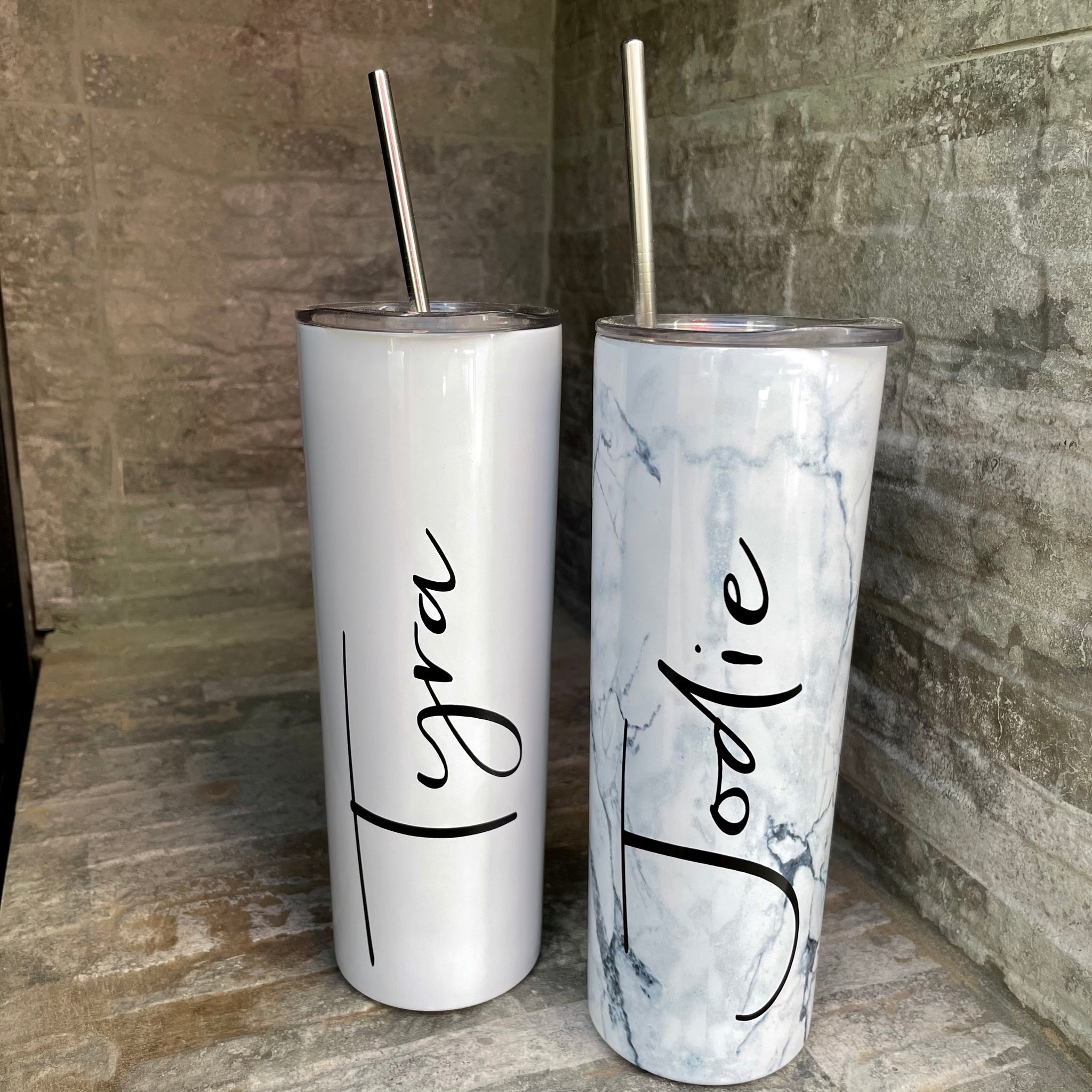White Marble Personalised Stainless Steel Thermal Cup. 550ML