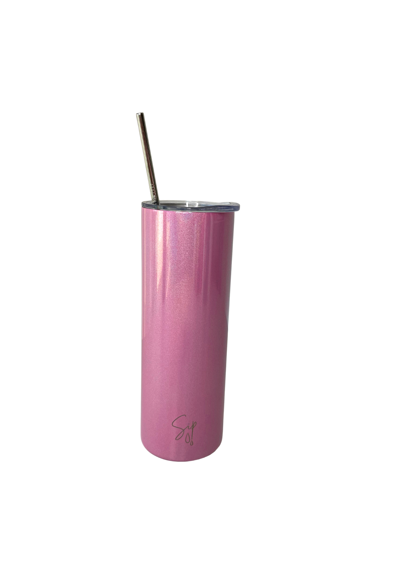 Pink thermal tumbler metal straw